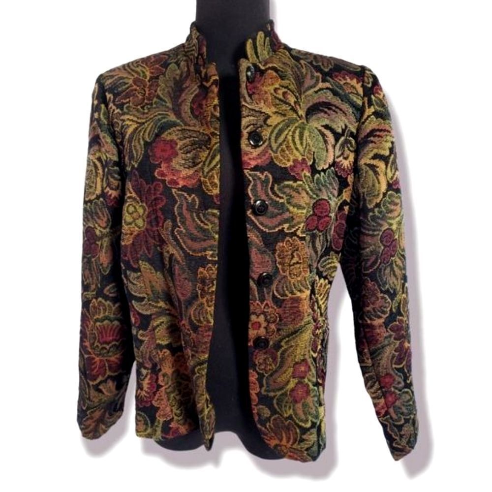 Mandarin collar tapestry floral jacket - Picture 2 of 10